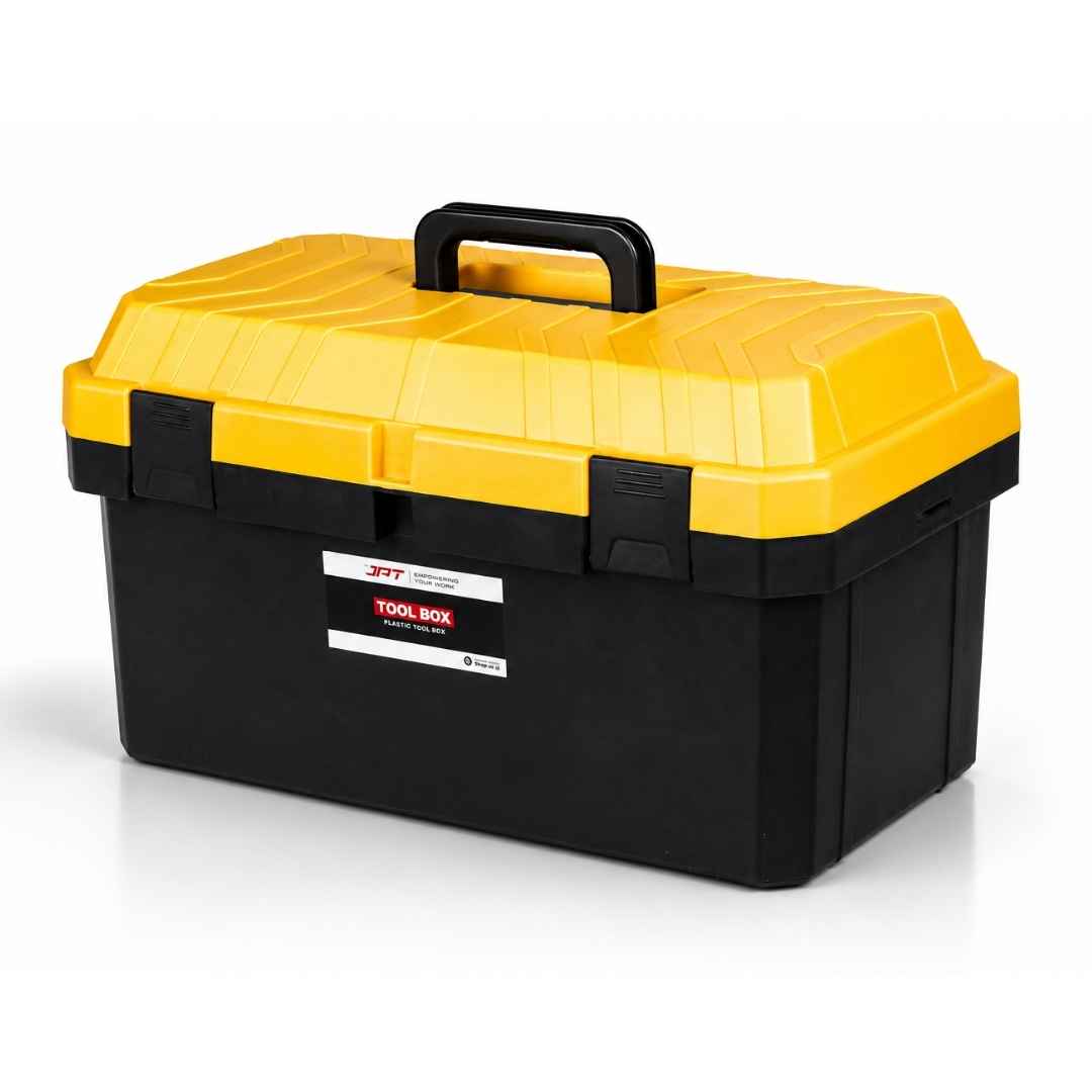 JPT 21-Inch Industrial-Grade Heavy-Duty Tool Box | Two Transparent Lids & One Removable Tray | Secure Tight Latch with Padlock Eye | Best for Electricians, Carpenters, Automobile Use & More