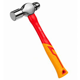 JPT 2.0lbs Forged Steel Ball Peen Hammer with Shock-Absorbing Rubber Grip – Heavy Duty Professional Engineer & Mechanic Hammer for Workshop, Metal Shaping, Riveting & Fabrication Work