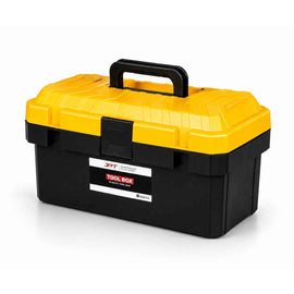 JPT 21 inch yellow heavy duty plastic tool box with secure latch lock and carry handle