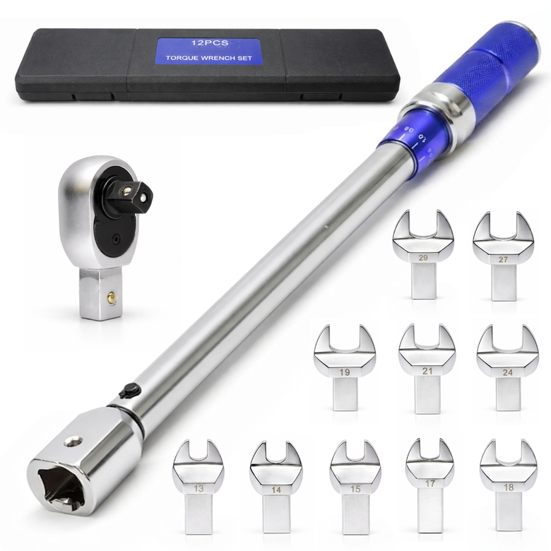 JPT Crowfoot Torque Wrench Set, 10-210 Nm, ±3% Accuracy | Quick-Change Heads • 1/2