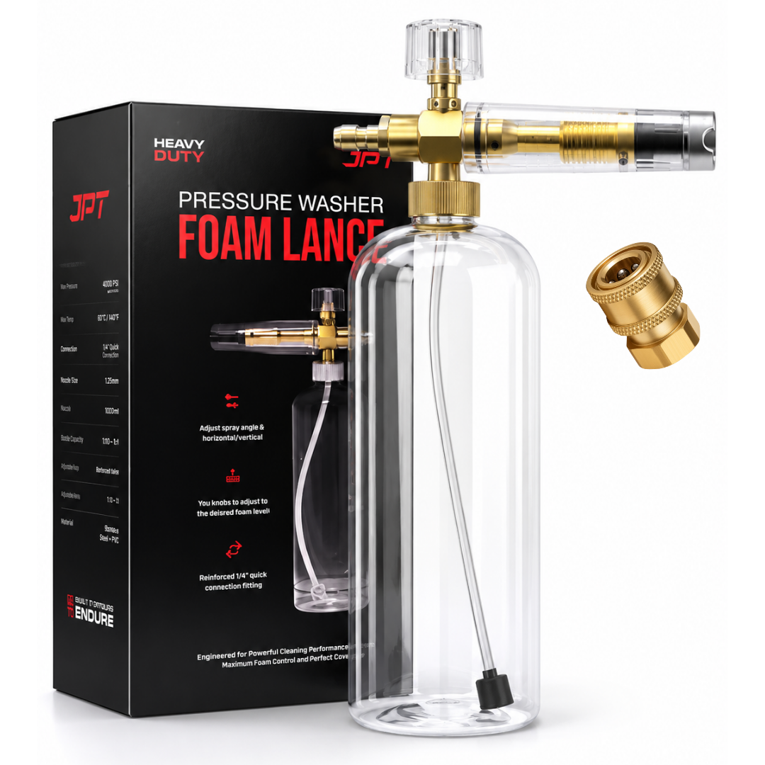 JPT Heavy-Duty Snow Foam Cannon | 70Bar Power | 3000PSI Pressure | Adjustable Nozzle | 1.1mm Orifice | 1-Litre Capacity | 1/4" Quick Connector Included