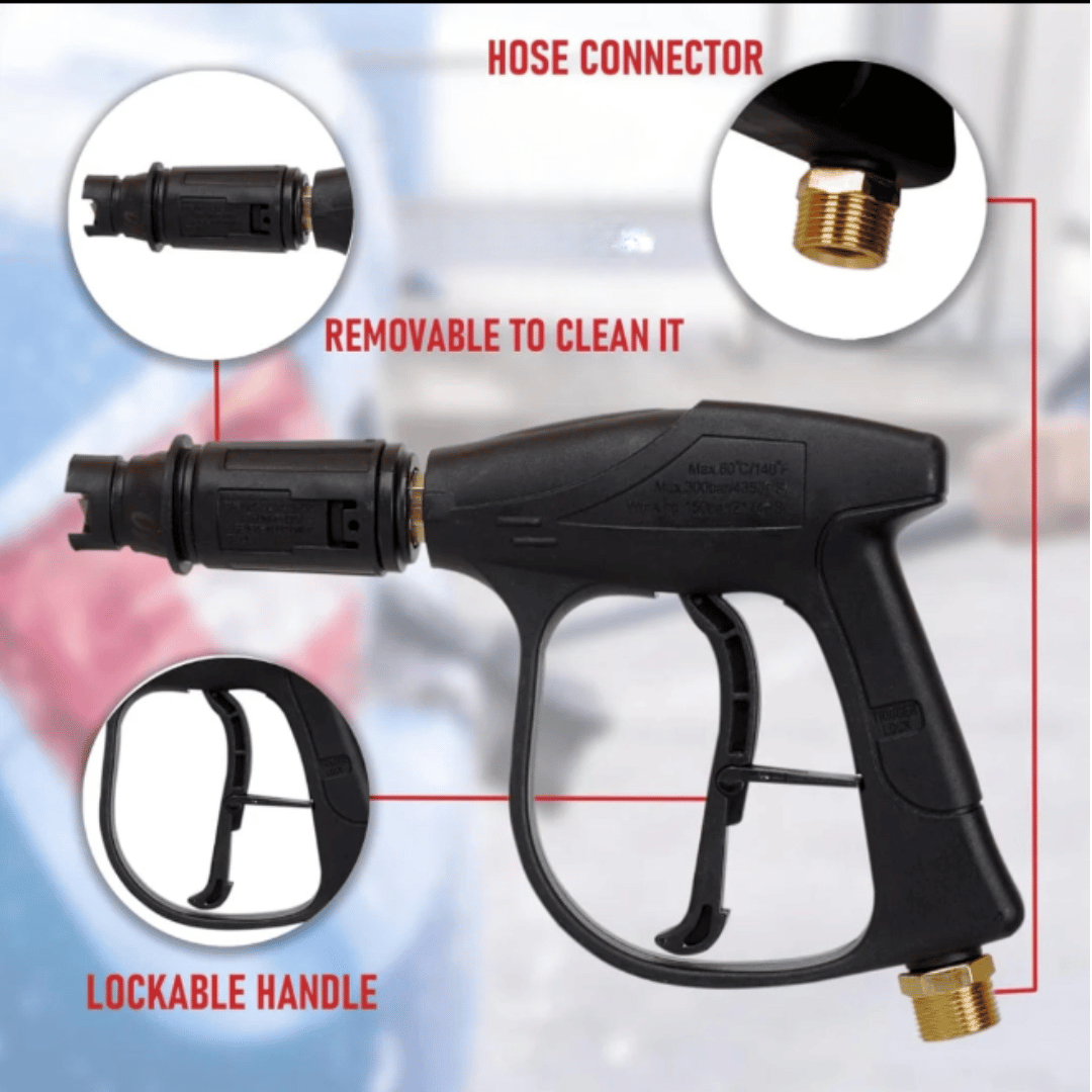 JPT Combo Heavy-Duty Foam Lance with Universal High-Pressure Water Gun and 10"/25CM High Pressure Washer Extension Rod with 1/4-Inch Quick Connector – Compatible with Most Pressure Washer Brands