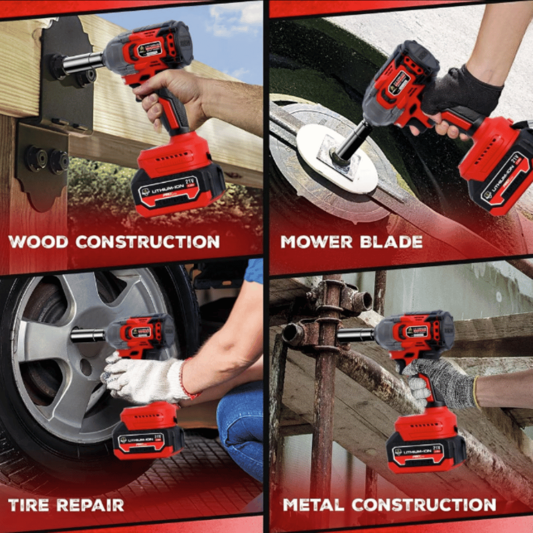 JPT Pro Series Brushless 21-volt Cordless Impact Wrench | 570N.m Torque | 4400 RPM Speed | 2 Speed Modes | 1/2-Inch Hex Shank | Bright LED Light | 4000mAh Battery | Fast Charger | 12 Months Warranty