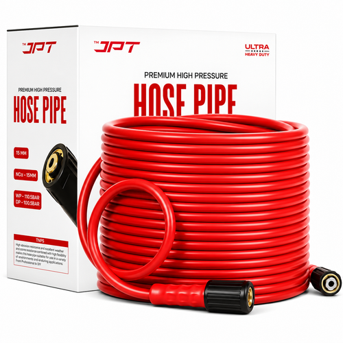 JPT Ultra Heavy-Duty 15MTR Flexible High Pressure Washer Hose Pipe | Standard M22 x 15MM Thread | Up To 450Bar / 6525PSI | PVC + PE Layers Build | Tangle & Kink Free Design