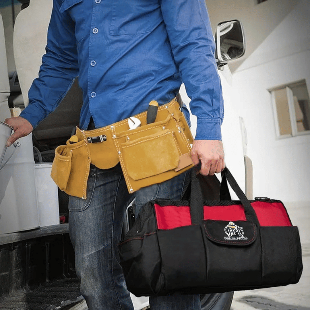 JPT 16-Inch Heavy Duty Waterproof Tool Bag | Oxford Cloth and Fine Stitching Build | Made-In India Bag | Portable Bag for Electrician, Technician, Mechanics, Carpenter, and More