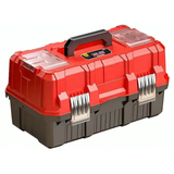 JPT 17-Inch 2-Tiers Heavy-Duty Folding Tool Box | Industrial-Grade Plastic Build | Two Transparent Lids With 2 Tray Compartments | SS Secure Latch with Padlock | Best for Electricians, Carpenters, Automobile