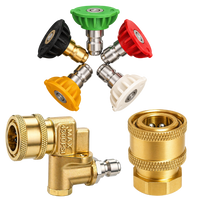 JPT Combo 5-Piece Quick Connect Universal Pressure Washer Nozzle | 180° Rotation with 5 Angles Pressure Washer Pivoting Coupler | 1/4-Inch Quick Connect Female Socket