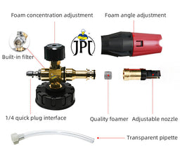 JPT Combo Pro Foam Cannon/Snow Lance 1.1mm Orifice Inside and Adapter for Karcher Pressure Washer 