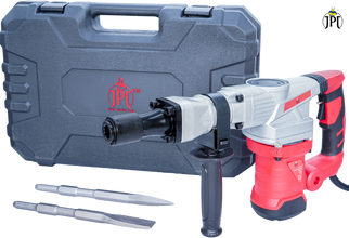 JPT Demolition Hammer Breaker 5 KG Heavy Duty 1500W With Two Chisels Flat & Pointed With Anti Vibration Control Handle, 1500 Watts, 220 Volts - (RENEWED)
