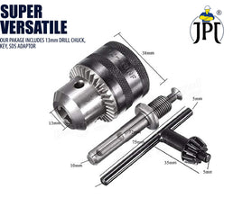 JPT 13M 1/2 inch Heavy Duty Drill Chuck with Key and SDS BIT Adapter for Impact Drills and Rotary Hammers