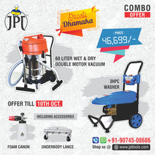 JPT High Pressure Commercial Washer JP-3HPP Plastic Cover and JPT KVC60 Professional Wet & Dry Vacuum Cleaner (COMBO OFFER)
