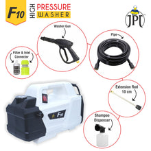 Grab the JPT super combo F10 High Pressure Car Washer at just 14,199/- which has 2400 watts, 220 bar,  5pcs nozzles set, foam lance & 2 sets of outlet connectors.