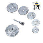 JPT 5pc 1/8" Shank High Speed Steel HSS Saw Disc Wheel Cutting Blades with Mandrels for Dremel Fordom Drills Rotary Tools