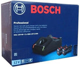 BOSCH 2 X GBA 12V 2.0AH + GAL 12V-40 STATER KIT WITH QUICK CHARGER