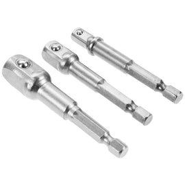JPT 3 Pcs Socket Adapter Set Hex Shank to 1/4, 3/8, 1/2 Inch Impact Driver Drill Bits