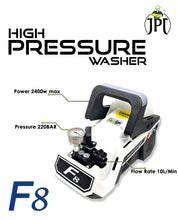 Powerful cleaning with JPT super combo F8 Car Washer Pressure Pump features  2400Watt, 220Bar and includes foam lance, 5pcs nozzle tips & quick connector set.