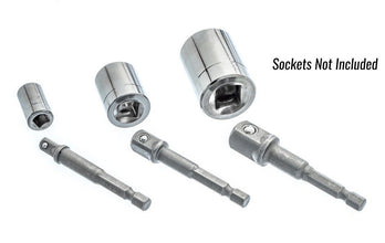 JPT 3 Pcs Socket Adapter Set Hex Shank to 1/4, 3/8, 1/2 Inch Impact Driver Drill Bits