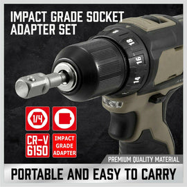JPT 3 Pcs Socket Adapter Set Hex Shank to 1/4, 3/8, 1/2 Inch Impact Driver Drill Bits