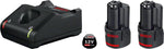 BOSCH 2 X GBA 12V 2.0AH + GAL 12V-40 STATER KIT WITH QUICK CHARGER