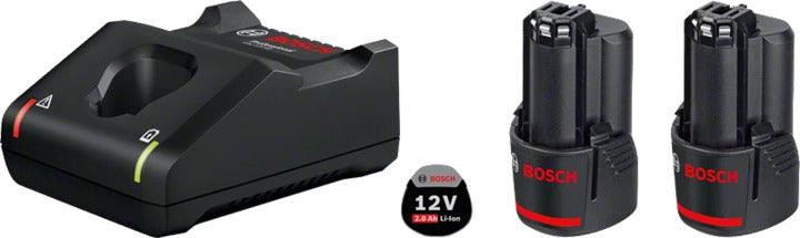 BOSCH 2 X GBA 12V 2.0AH + GAL 12V-40 STATER KIT WITH QUICK CHARGER